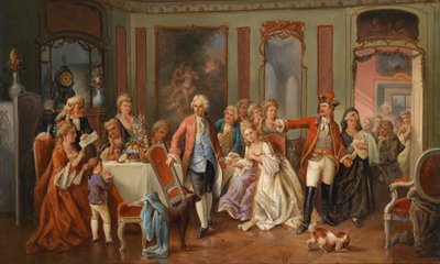 Surprised Young Father in the Circle of an Elegant Society by circle of Carl Herpfer